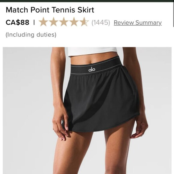 Alo Match Point Skirt – XS/S – Black – Excellent Condition - Picture 1 of 4